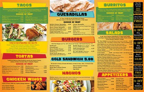 Our Menu Mr Taco Mexican Grill