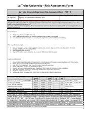 MOC Practical 1 Pdf La Trobe University Risk Assessment Form La