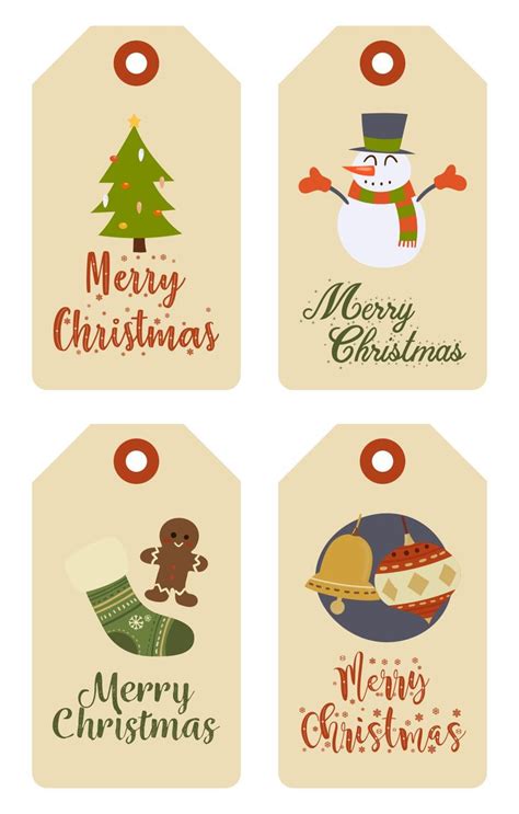 Four Christmas Gift Tags With Snowman Santa Clause And Other Holiday