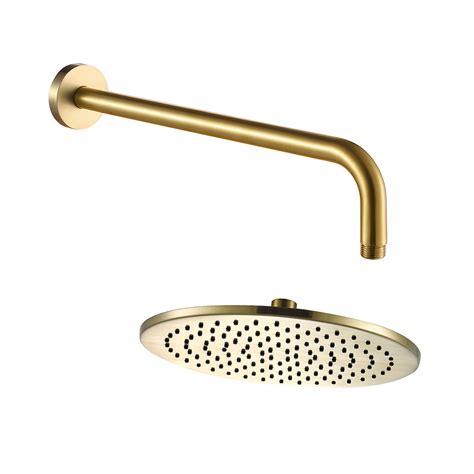 Gold Shower Head Brushed Brass Shower Arm Tapron Uk