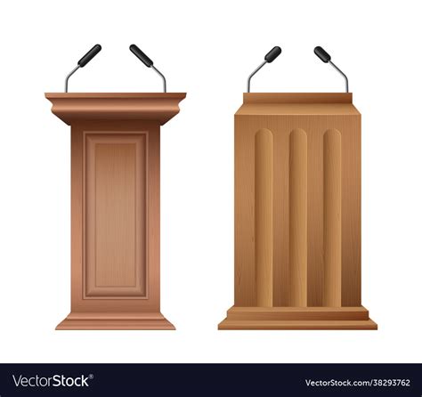 Classic Wooden Pulpit Podium Or Tribune Set Vector Image