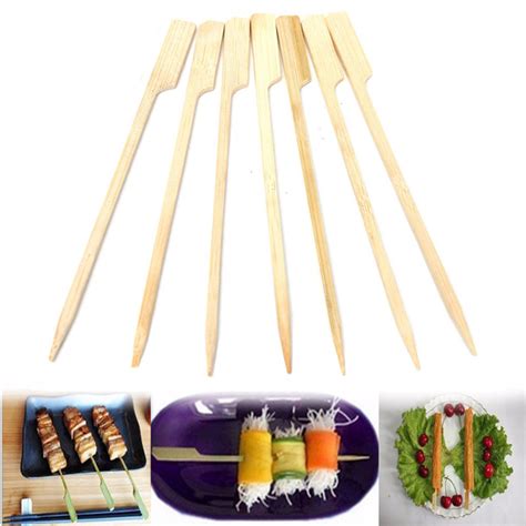 30Pcs 20cm BBQ Bamboo Skewers Wooden Grill Sticks Meat Food Long