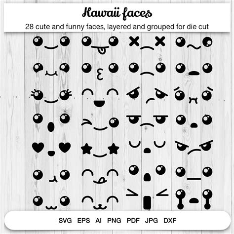 Kawaii Faces, Cute Emoji, Svg For Cricut, Svg Cricut, Silhouette Svg ...