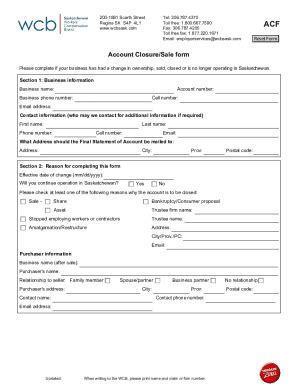 Fillable Online Account Closure Sale Form Fax Email Print Pdffiller