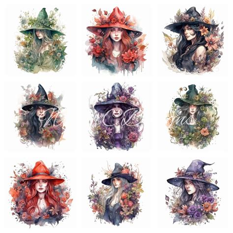 Witches Clipart High Quality Png S Commercial Use Watercolor Digital