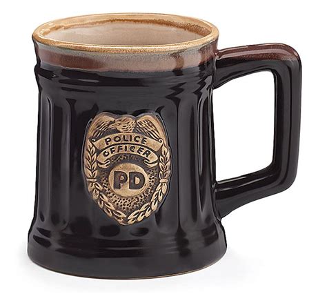 Police Officer Department Pd Coffee Mug Black Porcelain 18 Oz Burton