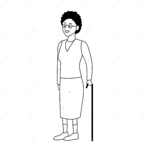 Old Woman With Cane Stock Vector Illustration Of Beautiful 140692678