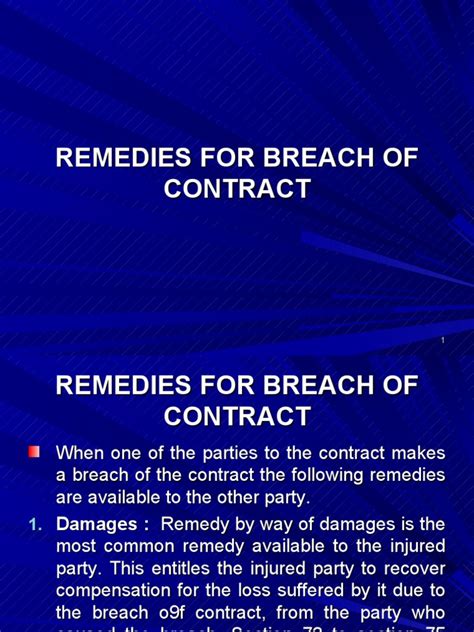 Remedies for Breach of Contract | Breach Of Contract | Specific Performance