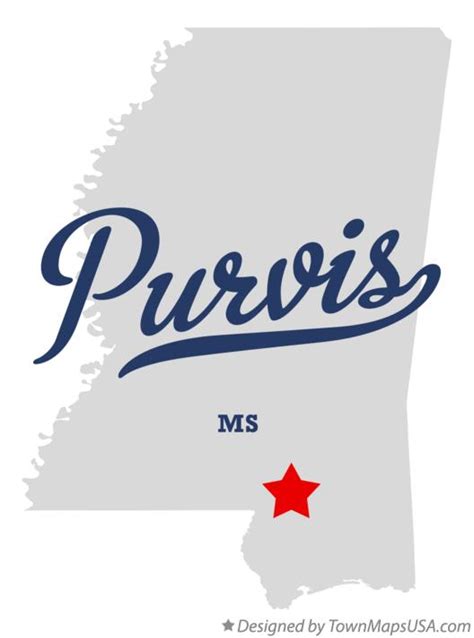 Map of Purvis, MS, Mississippi