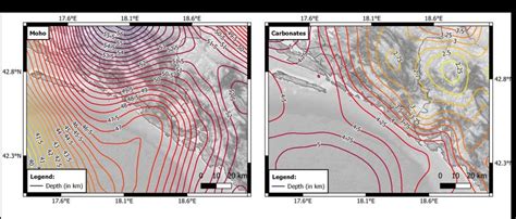 (Left) Moho depths from [1] used to define crust -mantle boundary in... | Download Scientific ...