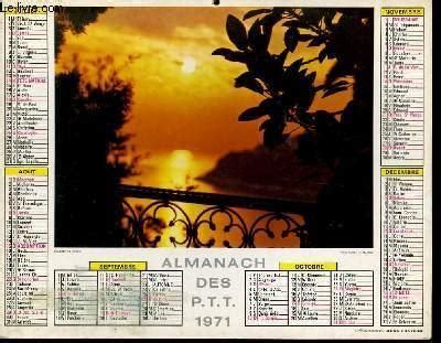 CALENDRIER ALMANACH DES P T T COUCHER DE SOLEIL By COLLECTIF