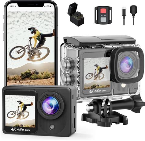 Amazon Timnut K Action Camera Touchscreen Dual Screen Ultra Hd