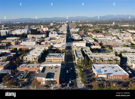 Aerial View Looking North Along Main Street In Downtown Santa Ana