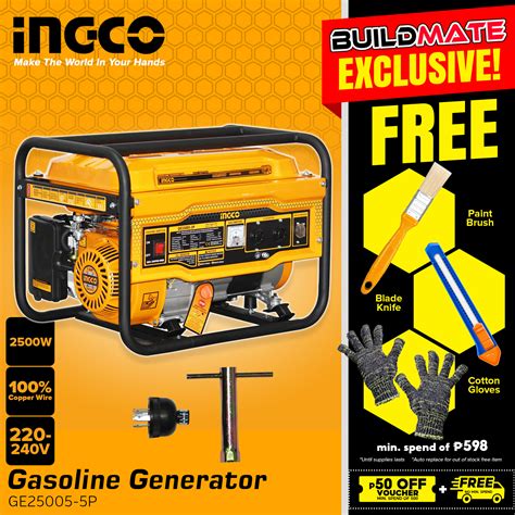 Buildmate Ingco Gasoline Generator L W Kva Air Cooled Copper