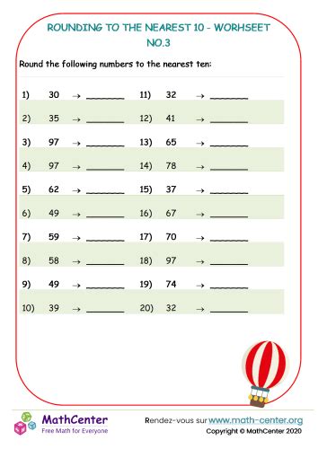 Rounding To The Nearest 10 Worksheet No 3 Worksheets Math Center