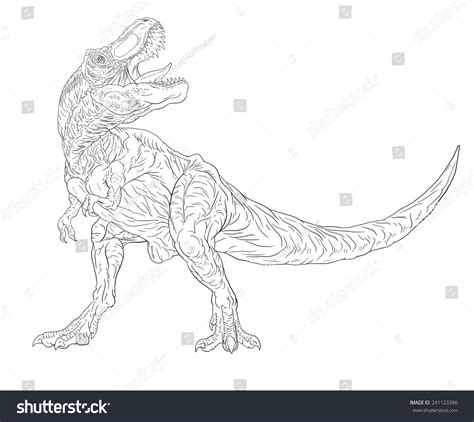 Tyrannosaurus Rex Line Drawing 스톡 일러스트 241123396