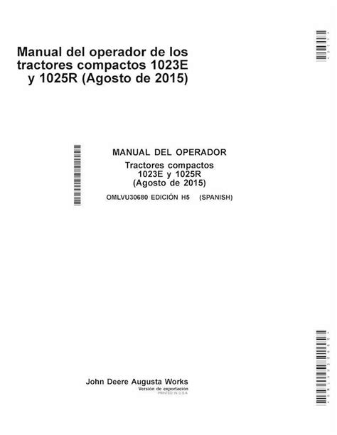 John Deere 1023e 1026r Compact Utility Tractor Pdf Operators Manual Es