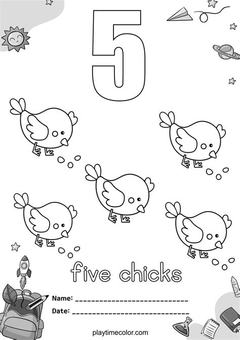 Numbers from 1 to 5 with free drawings to color and download