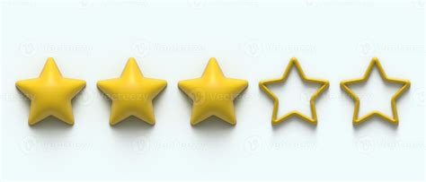 Three Gold Stars From Five Five 5 Star Rank Sign Ranking System 3d