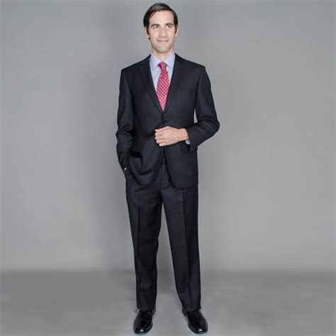 Solid Black 2 Button Wool And Silk Blend Suit Overstock Shopping Big Discounts On Suits