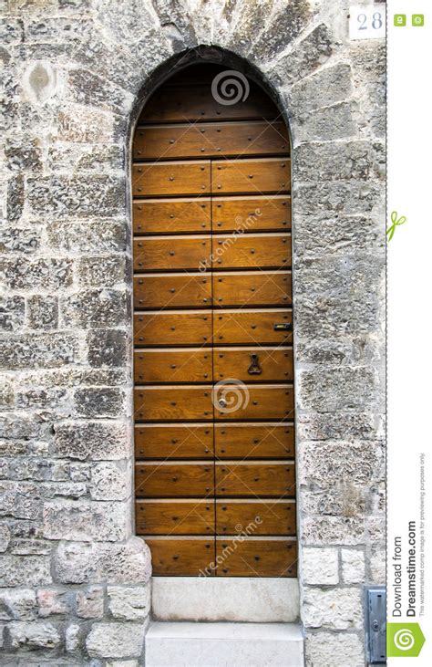 The Entrance Wooden Door In An Old Italian House Stock Photo Image Of