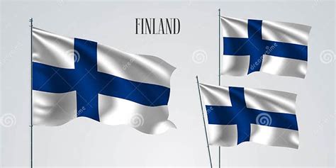 Finland Waving Flag Set Of Vector Illustration Stock Vector