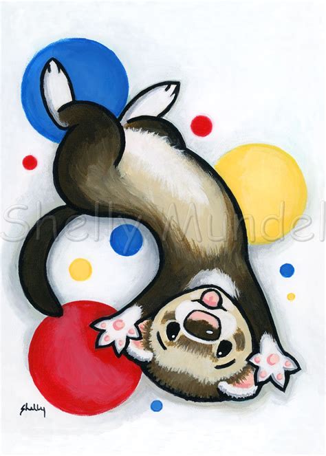 Happy Ferret Ferret Art Print by Shelly Mundel - Etsy