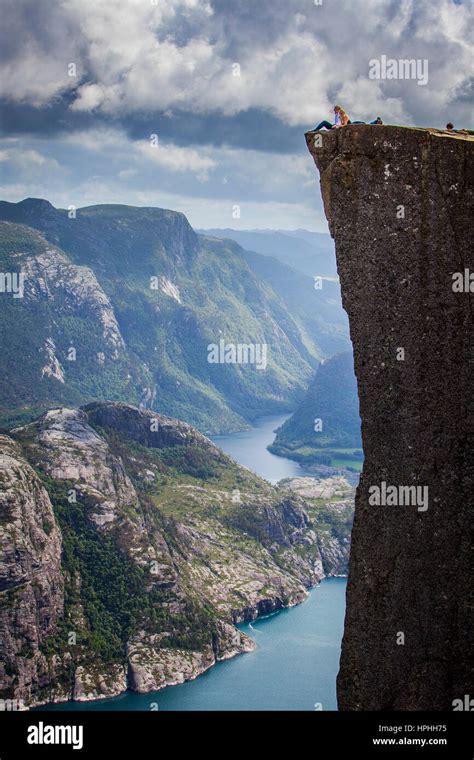 Preikestolen Pulpit Rock Meters Over Lysefjord Lyse Fjord In