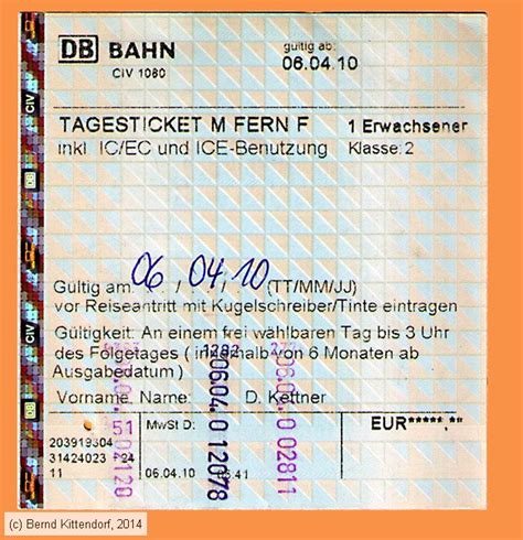 Deutschland Eisenbahn Fahrkarten Aus Fahrscheinautomaten 2010