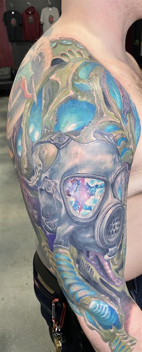 gas mask tattoo chest