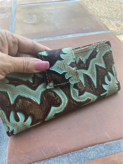 Hand Tooled Turquoise Southwestern Leather Wallet Gem