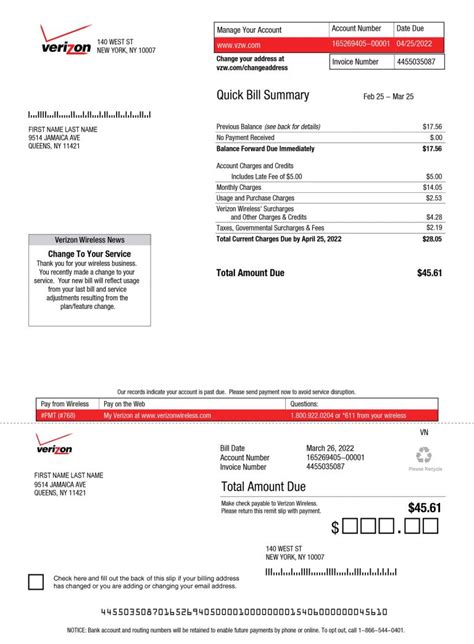 Fake Verizon Phone Bill Template Create Customized Bills