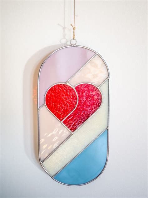 Stained Glass Heart Ornament Suncatcher Valentine S Decoration