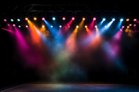 Premium AI Image | Colorful Stage Lights Front View Spot Light Background