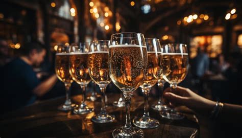 Group Of People Enjoying A Celebratory Toast At A Bar Generated By Ai Stock Image Image Of