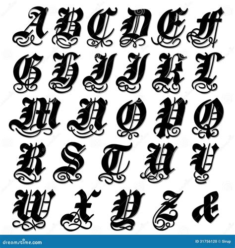 Complete Gothic Alphabet Stock Vector Illustration Of Letters 31756120