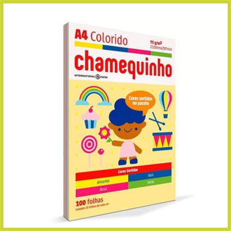 Chamex Colorido Papel Sulfite A4 Colorido Sortidos 100 Folhas 75g