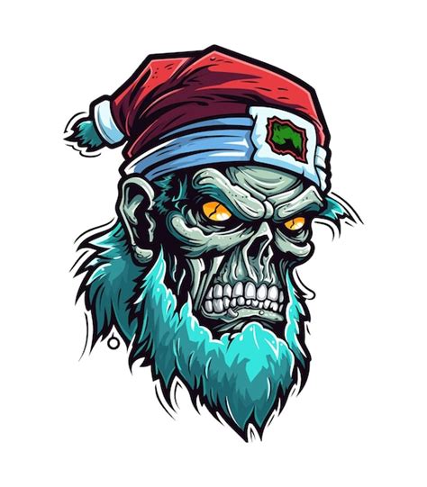 Premium Vector Santa Claus Zombie Hand Drawn Logo Design Illustration