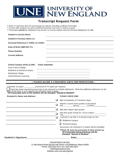 Une Transcript Request Form ≡ Fill Out Printable Pdf Forms Online