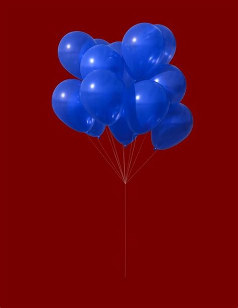 Premium Psd Realistic Bunch Of Flying Glossy Balloons Blue