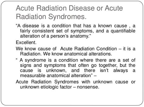 Acute Radiation Disease Or Acute Radiation Syndromes