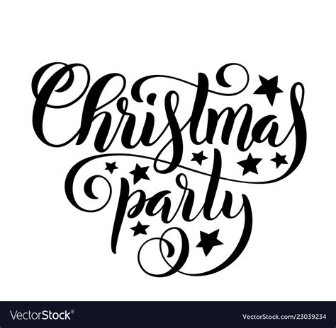 Merry Christmas Party Handwritten Lettering Vector Image