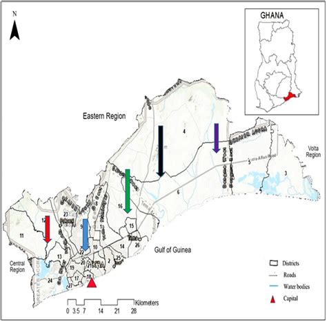 Map Of Greater Accra Region And Neighbouring Regions Adapted From¹⁸ Download Scientific