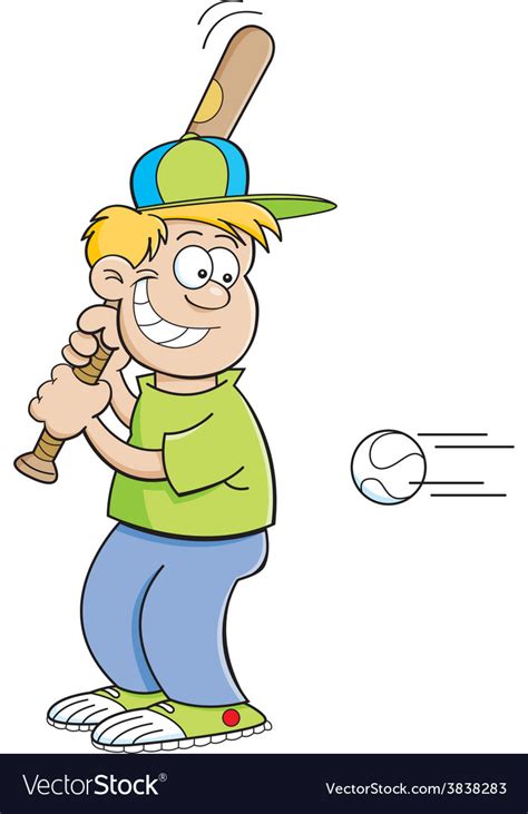 Cartoon boy hitting a baseball Royalty Free Vector Image