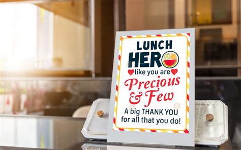 School Lunch Hero Day Sign Set Of 10 Printable School Lunch Hero Thank