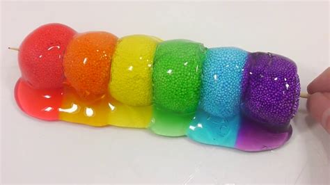 DIY How To Make Rainbow Colors Skewer Foam Clay Slime Learn Colors