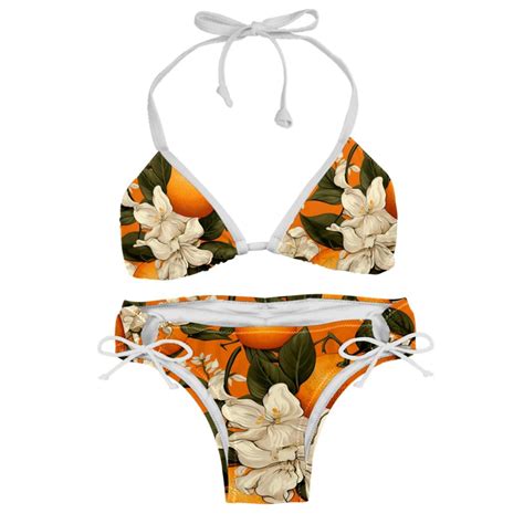 Tangerine Detachable Sponge Adjustable Strap Bikini Set Two Pack Beach