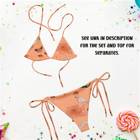 Cottagecore Art Mushroom Nature String Bikini Bottoms Vintage Etsy