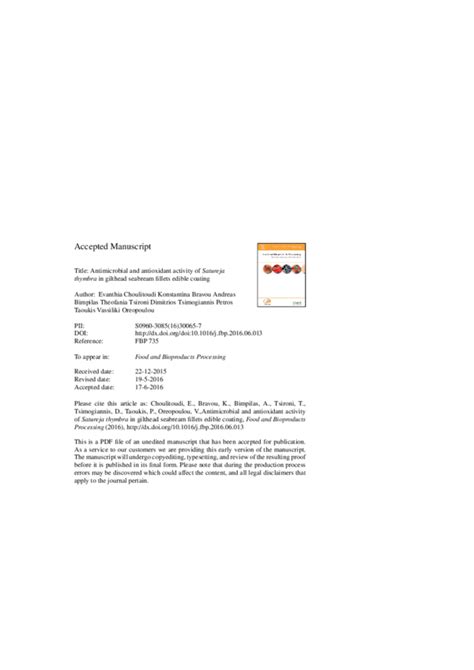 Pdf Antimicrobial And Antioxidant Activity Of Satureja Thymbra In