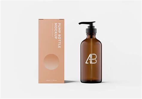 Free Pump Bottle With Box Mockup Psd